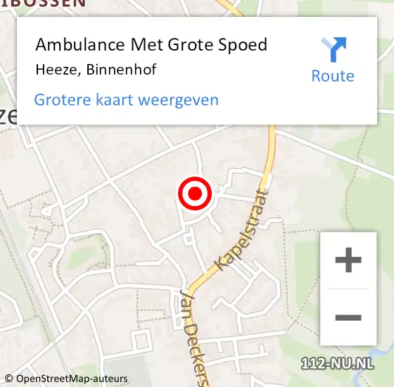 Locatie op kaart van de 112 melding: Ambulance Met Grote Spoed Naar Heeze, Binnenhof op 10 augustus 2019 07:26