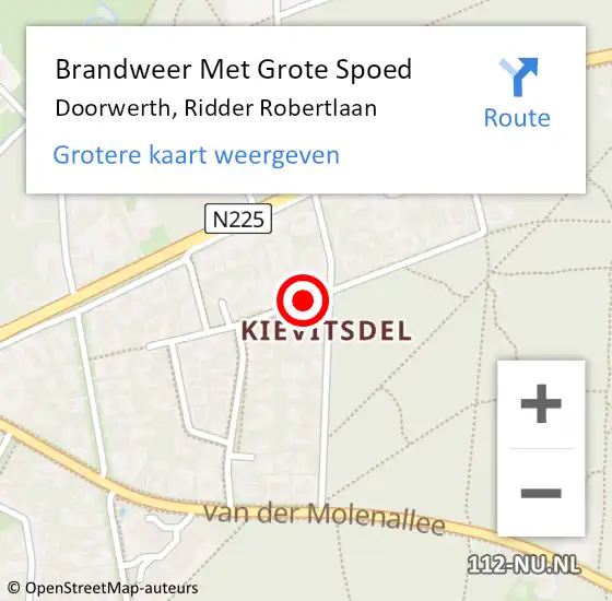 Locatie op kaart van de 112 melding: Brandweer Met Grote Spoed Naar Doorwerth, Ridder Robertlaan op 10 augustus 2019 08:15