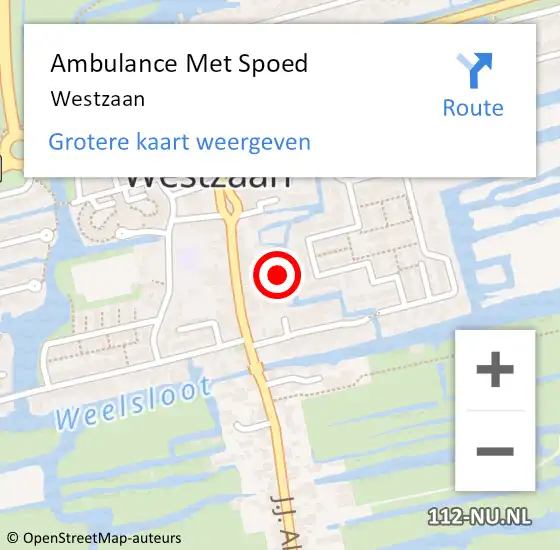 Locatie op kaart van de 112 melding: Ambulance Met Spoed Naar Westzaan op 10 augustus 2019 08:27
