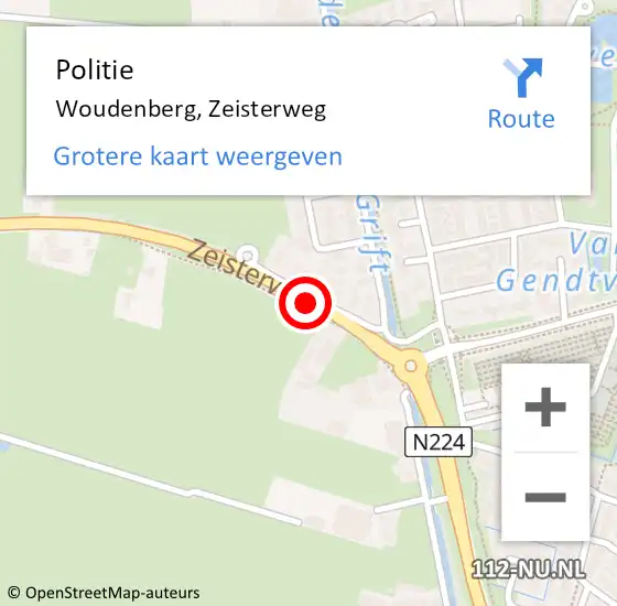 Locatie op kaart van de 112 melding: Politie Woudenberg, Zeisterweg op 10 augustus 2019 09:25