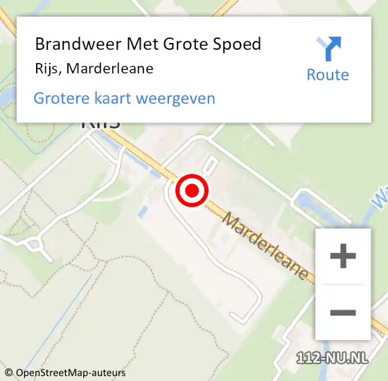 Locatie op kaart van de 112 melding: Brandweer Met Grote Spoed Naar Rijs, Marderleane op 10 augustus 2019 09:44