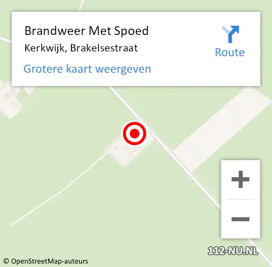 Locatie op kaart van de 112 melding: Brandweer Met Spoed Naar Kerkwijk, Brakelsestraat op 10 augustus 2019 09:54