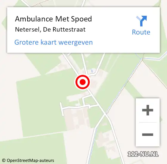 Locatie op kaart van de 112 melding: Ambulance Met Spoed Naar Netersel, De Ruttestraat op 10 augustus 2019 10:00