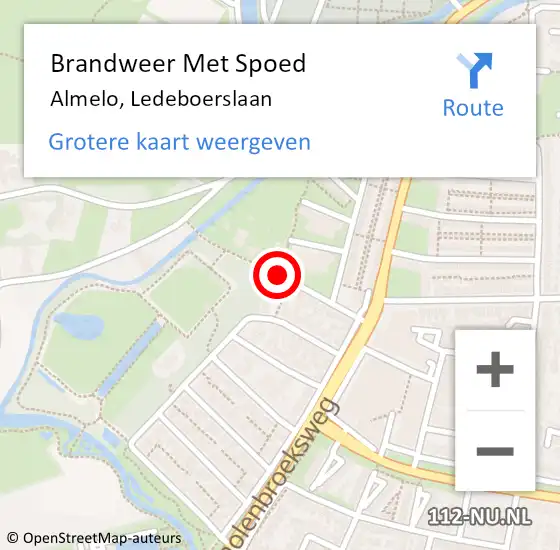 Locatie op kaart van de 112 melding: Brandweer Met Spoed Naar Almelo, Ledeboerslaan op 10 augustus 2019 10:06