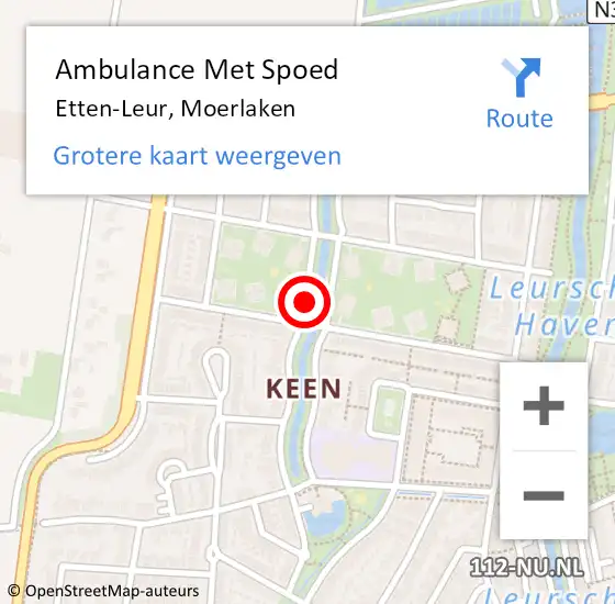 Locatie op kaart van de 112 melding: Ambulance Met Spoed Naar Etten-Leur, Moerlaken op 10 augustus 2019 10:23