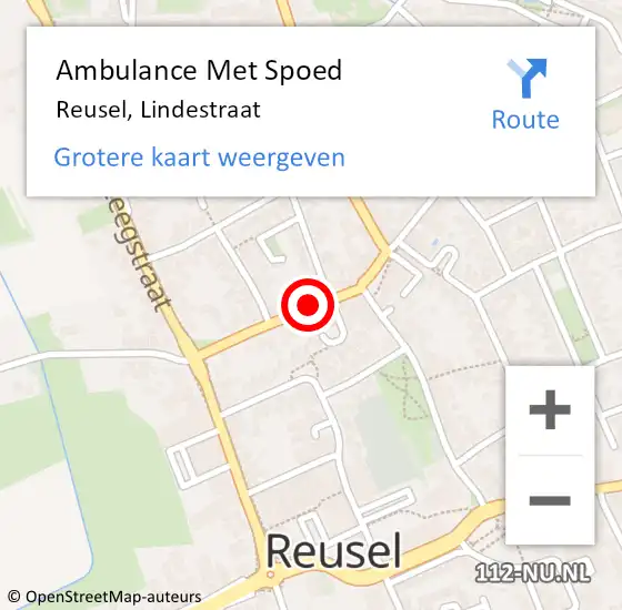 Locatie op kaart van de 112 melding: Ambulance Met Spoed Naar Reusel, Lindestraat op 10 augustus 2019 11:23