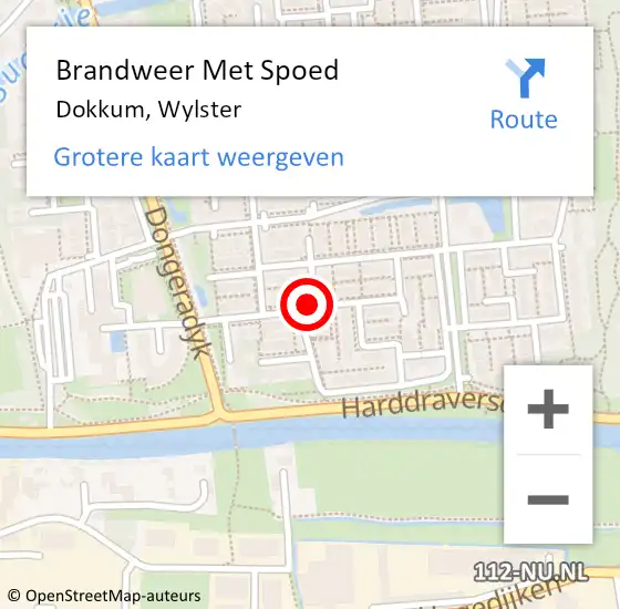 Locatie op kaart van de 112 melding: Brandweer Met Spoed Naar Dokkum, Wylster op 10 augustus 2019 12:36