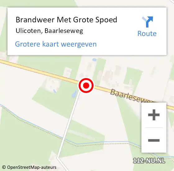 Locatie op kaart van de 112 melding: Brandweer Met Grote Spoed Naar Ulicoten, Baarleseweg op 10 augustus 2019 13:06