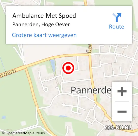 Locatie op kaart van de 112 melding: Ambulance Met Spoed Naar Pannerden, Hoge Oever op 10 augustus 2019 13:16