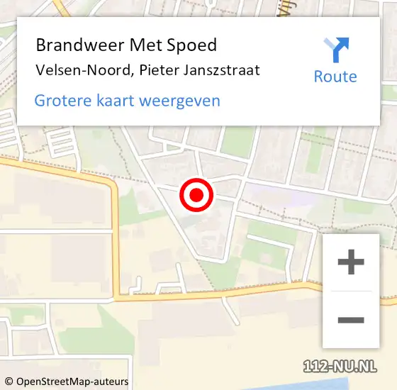 Locatie op kaart van de 112 melding: Brandweer Met Spoed Naar Velsen-Noord, Pieter Janszstraat op 10 augustus 2019 13:20