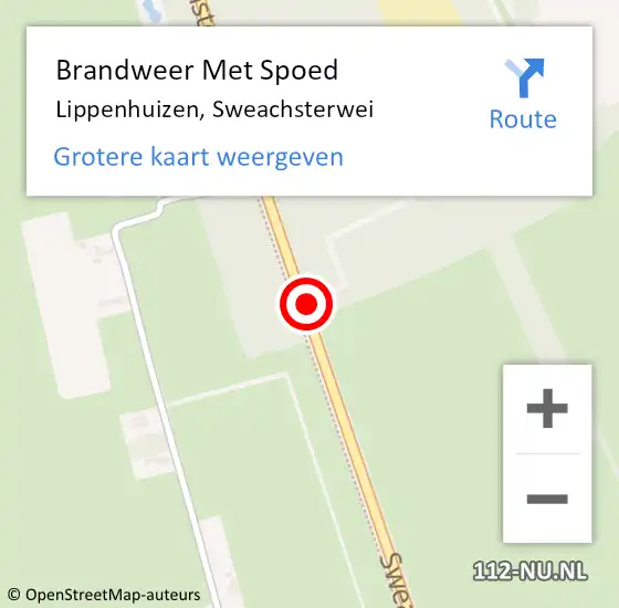 Locatie op kaart van de 112 melding: Brandweer Met Spoed Naar Lippenhuizen, Sweachsterwei op 10 augustus 2019 14:14