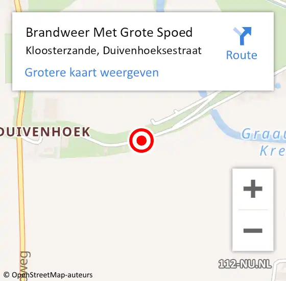 Locatie op kaart van de 112 melding: Brandweer Met Grote Spoed Naar Kloosterzande, Duivenhoeksestraat op 10 augustus 2019 14:21