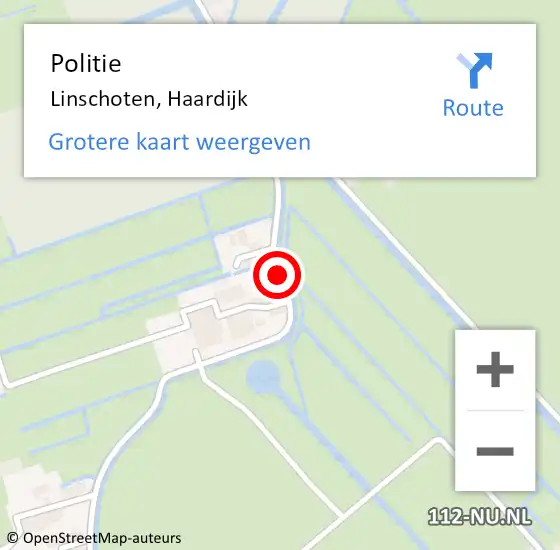 Locatie op kaart van de 112 melding: Politie Linschoten, Haardijk op 10 augustus 2019 14:29