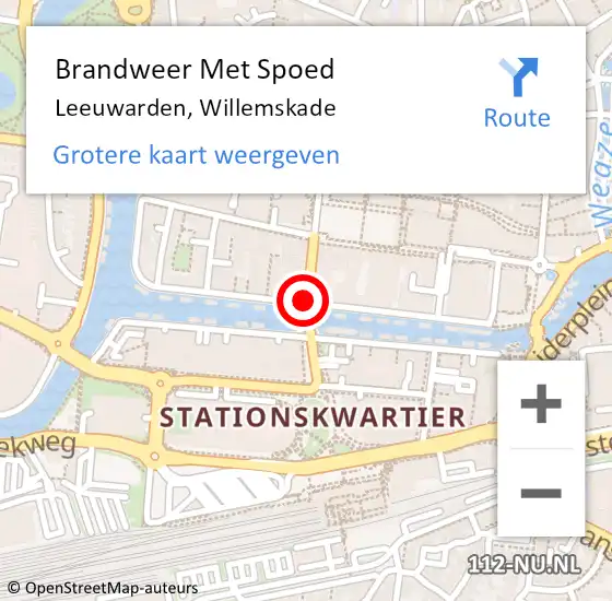 Locatie op kaart van de 112 melding: Brandweer Met Spoed Naar Leeuwarden, Willemskade op 10 augustus 2019 14:39