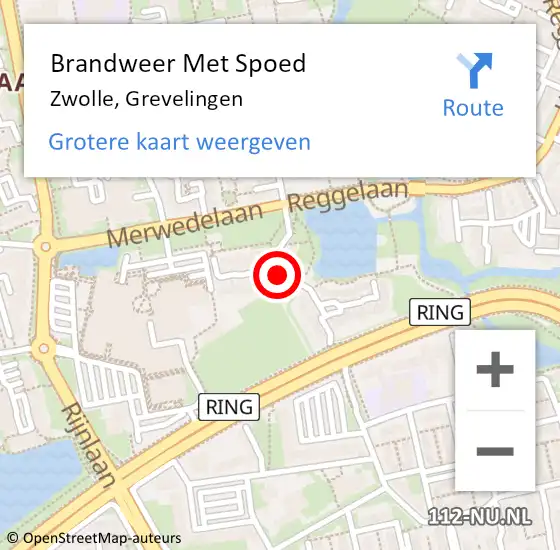 Locatie op kaart van de 112 melding: Brandweer Met Spoed Naar Zwolle, Grevelingen op 10 augustus 2019 14:42