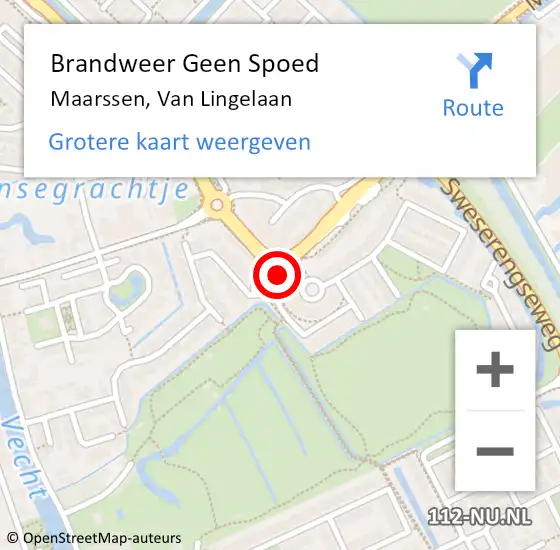 Locatie op kaart van de 112 melding: Brandweer Geen Spoed Naar Maarssen, Van Lingelaan op 10 augustus 2019 14:52