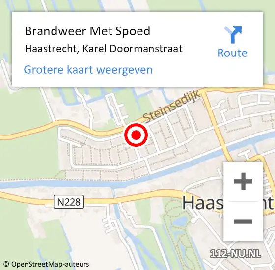 Locatie op kaart van de 112 melding: Brandweer Met Spoed Naar Haastrecht, Karel Doormanstraat op 10 april 2014 09:57