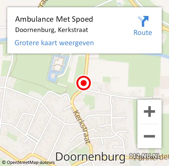Locatie op kaart van de 112 melding: Ambulance Met Spoed Naar Doornenburg, Kerkstraat op 10 augustus 2019 15:14
