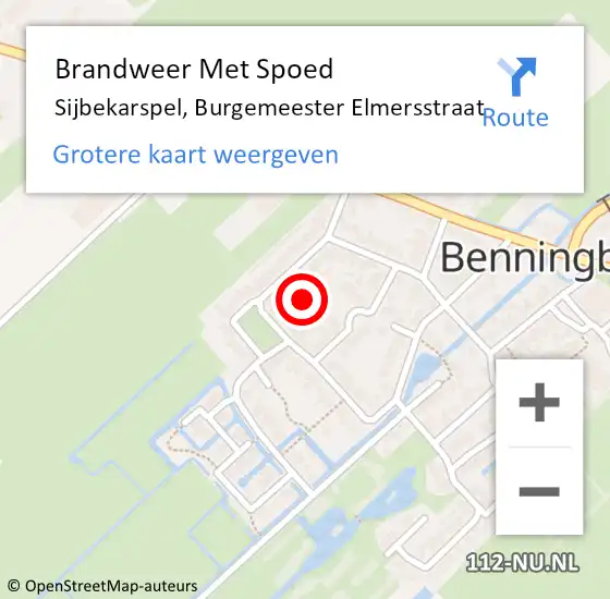 Locatie op kaart van de 112 melding: Brandweer Met Spoed Naar Sijbekarspel, Burgemeester Elmersstraat op 10 augustus 2019 15:19