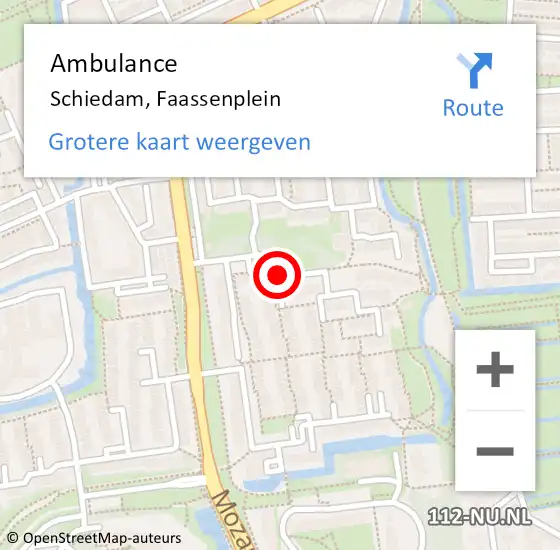 Locatie op kaart van de 112 melding: Ambulance Schiedam, Faassenplein op 10 augustus 2019 16:40