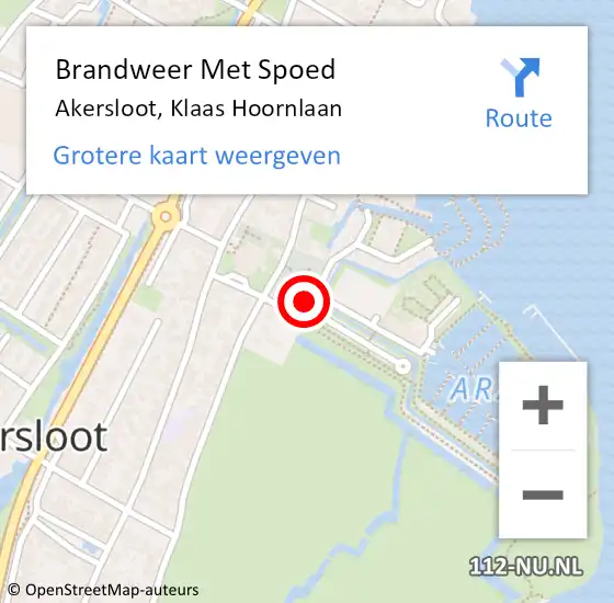 Locatie op kaart van de 112 melding: Brandweer Met Spoed Naar Akersloot, Klaas Hoornlaan op 10 augustus 2019 16:41