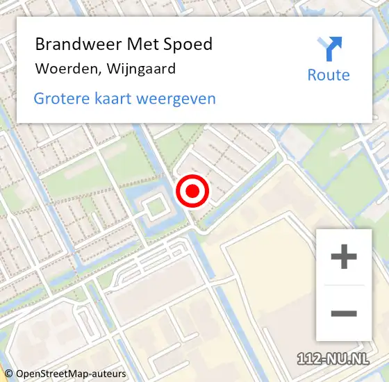 Locatie op kaart van de 112 melding: Brandweer Met Spoed Naar Woerden, Wijngaard op 10 augustus 2019 16:43