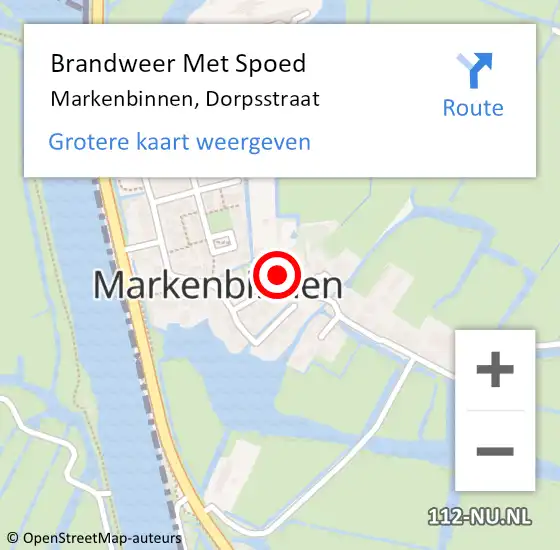 Locatie op kaart van de 112 melding: Brandweer Met Spoed Naar Markenbinnen, Dorpsstraat op 10 augustus 2019 17:19