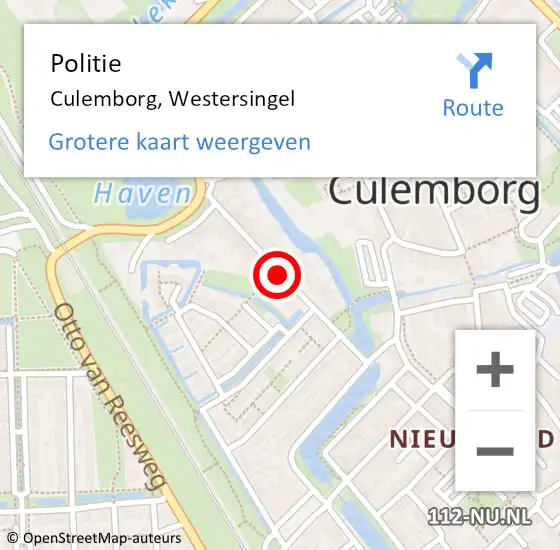 Locatie op kaart van de 112 melding: Politie Culemborg, Westersingel op 10 augustus 2019 17:21