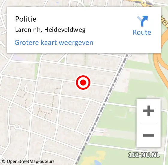 Locatie op kaart van de 112 melding: Politie Laren nh, Heideveldweg op 10 augustus 2019 17:22