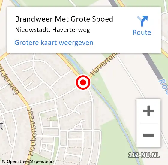 Locatie op kaart van de 112 melding: Brandweer Met Grote Spoed Naar Nieuwstadt, Haverterweg op 10 augustus 2019 17:24