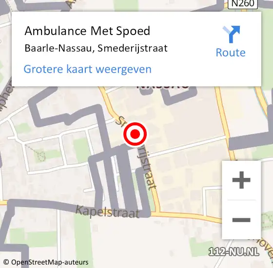 Locatie op kaart van de 112 melding: Ambulance Met Spoed Naar Baarle-Nassau, Smederijstraat op 10 augustus 2019 17:26