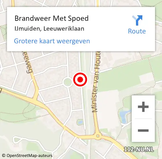 Locatie op kaart van de 112 melding: Brandweer Met Spoed Naar IJmuiden, Leeuweriklaan op 10 augustus 2019 17:28