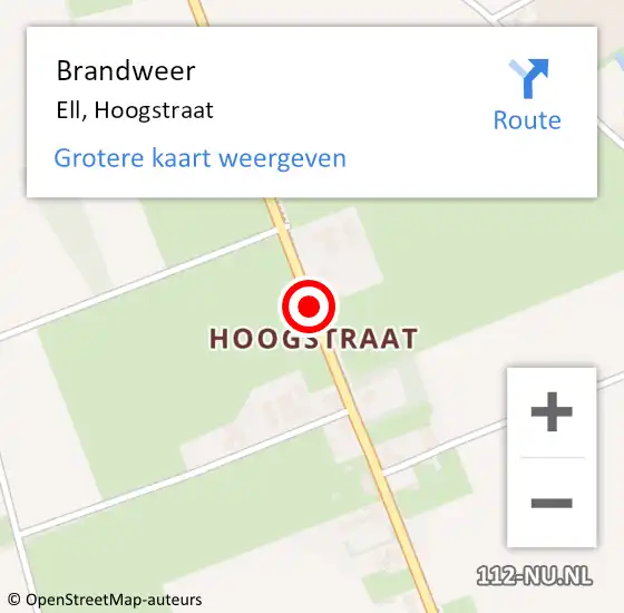 Locatie op kaart van de 112 melding: Brandweer Ell, Hoogstraat op 10 augustus 2019 17:29