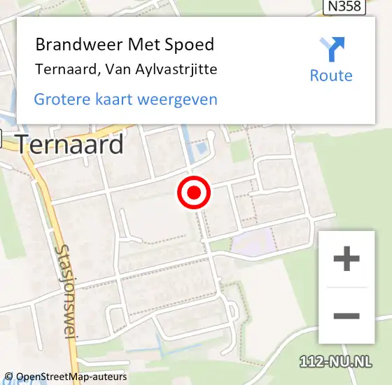 Locatie op kaart van de 112 melding: Brandweer Met Spoed Naar Ternaard, Van Aylvastrjitte op 10 augustus 2019 17:46