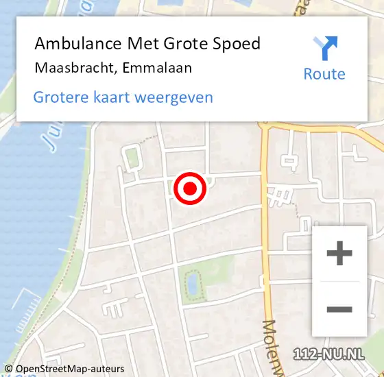 Locatie op kaart van de 112 melding: Ambulance Met Grote Spoed Naar Maasbracht, Emmalaan op 10 augustus 2019 17:58