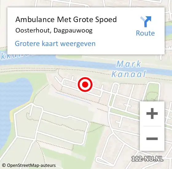 Locatie op kaart van de 112 melding: Ambulance Met Grote Spoed Naar Oosterhout, Dagpauwoog op 10 augustus 2019 18:14