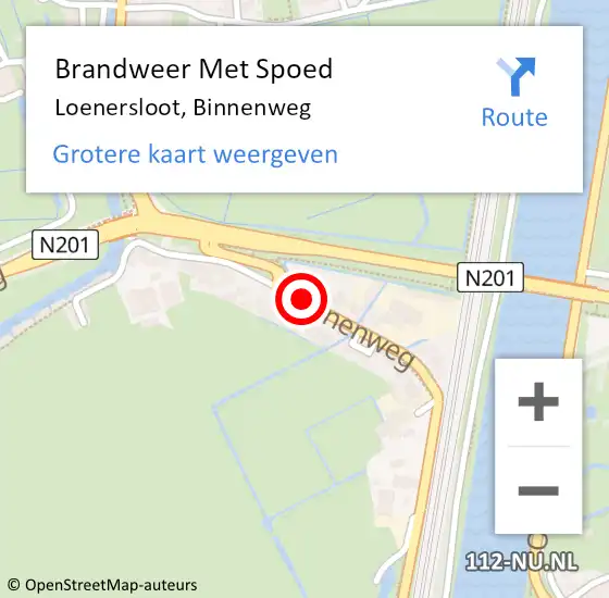 Locatie op kaart van de 112 melding: Brandweer Met Spoed Naar Loenersloot, Binnenweg op 10 augustus 2019 18:48