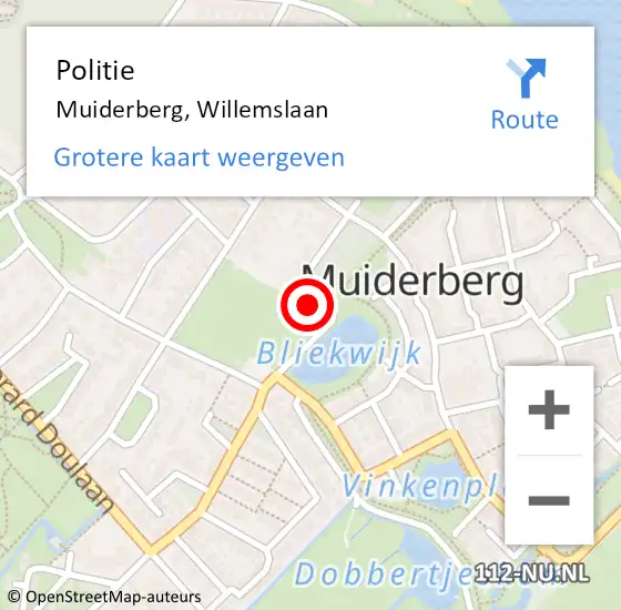 Locatie op kaart van de 112 melding: Politie Muiderberg, Willemslaan op 10 augustus 2019 19:00