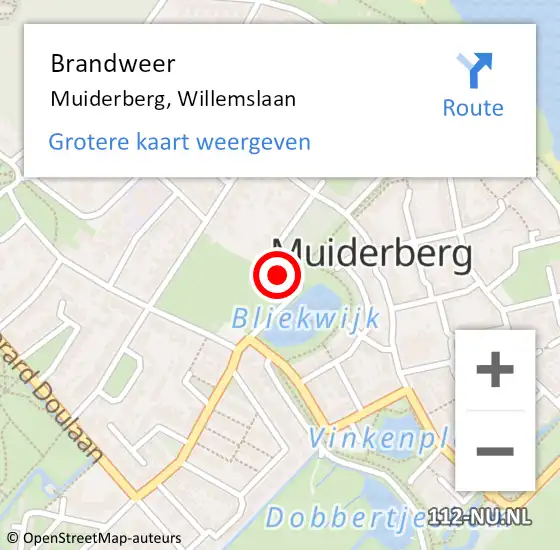 Locatie op kaart van de 112 melding: Brandweer Muiderberg, Willemslaan op 10 augustus 2019 19:06