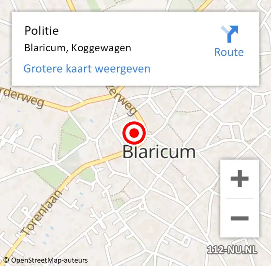 Locatie op kaart van de 112 melding: Politie Blaricum, Koggewagen op 10 augustus 2019 19:12