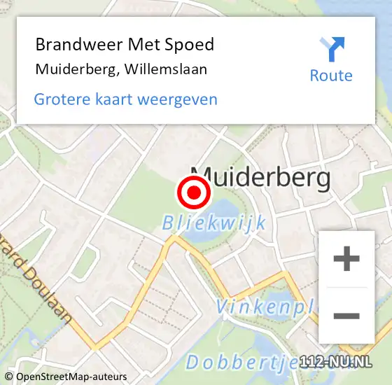 Locatie op kaart van de 112 melding: Brandweer Met Spoed Naar Muiderberg, Willemslaan op 10 augustus 2019 19:24