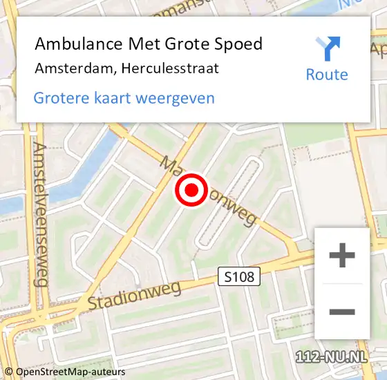 Locatie op kaart van de 112 melding: Ambulance Met Grote Spoed Naar Amsterdam, Herculesstraat op 10 augustus 2019 19:56