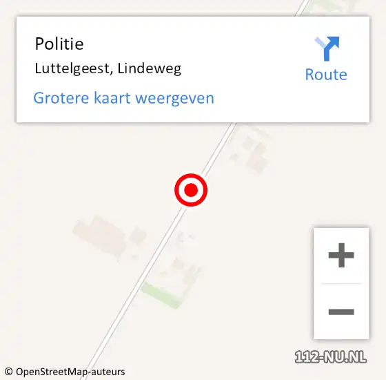 Locatie op kaart van de 112 melding: Politie Luttelgeest, Lindeweg op 10 augustus 2019 20:07