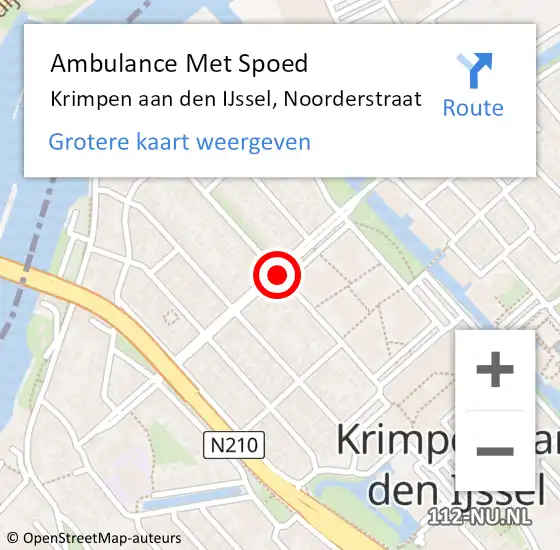 Locatie op kaart van de 112 melding: Ambulance Met Spoed Naar Krimpen aan den IJssel, Noorderstraat op 10 augustus 2019 20:11
