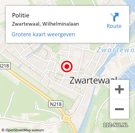 Locatie op kaart van de 112 melding: Politie Zwartewaal, Wilhelminalaan op 10 augustus 2019 20:19