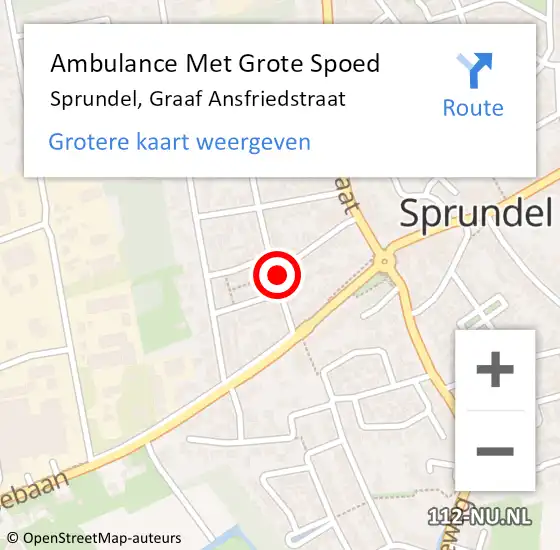 Locatie op kaart van de 112 melding: Ambulance Met Grote Spoed Naar Sprundel, Graaf Ansfriedstraat op 10 augustus 2019 20:24