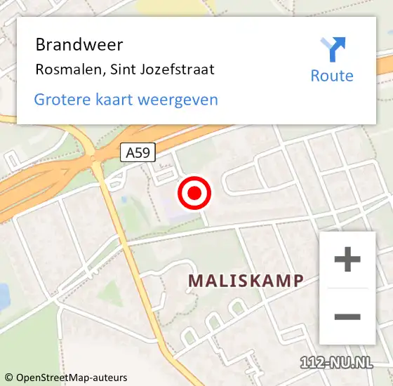 Locatie op kaart van de 112 melding: Brandweer Rosmalen, Sint Jozefstraat op 10 april 2014 10:37