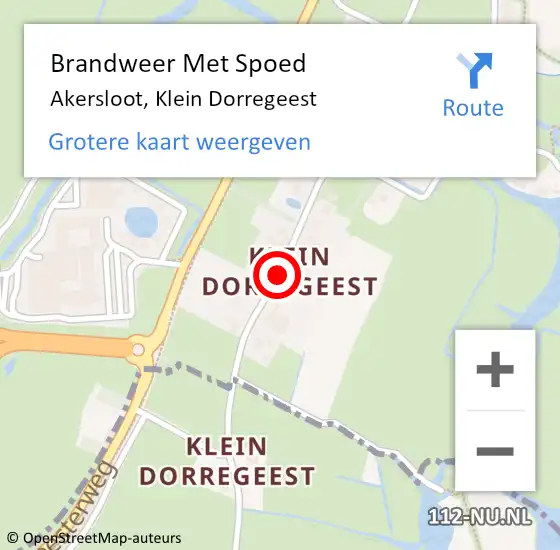 Locatie op kaart van de 112 melding: Brandweer Met Spoed Naar Akersloot, Klein Dorregeest op 10 augustus 2019 20:53