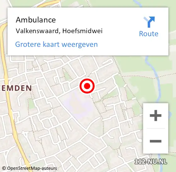 Locatie op kaart van de 112 melding: Ambulance Valkenswaard, Hoefsmidwei op 10 augustus 2019 20:58