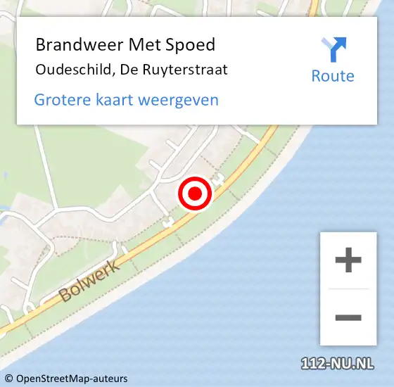 Locatie op kaart van de 112 melding: Brandweer Met Spoed Naar Oudeschild, De Ruyterstraat op 10 augustus 2019 21:26